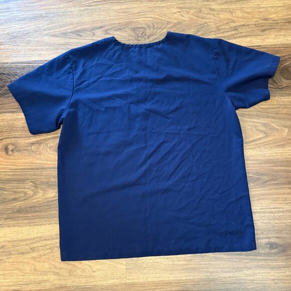 Figs V-Neck Scrub Top Mens Large Navy Medical Uniform Work Shirt - Picture 4 of 5